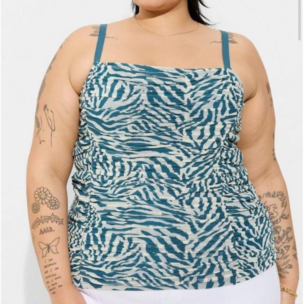 Torrid zebra white Stretch Mesh CroppedShirred Cami